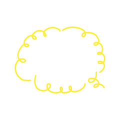 Yellow hand-drawn spiral speech bubble for soft and cute design / 柔らかくかわいい印象の黄色いぐるぐる吹き出し線画素材