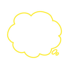 Yellow outline thinking bubble for creative and cheerful design / 明るく創造的な印象の黄色線の思考吹き出し素材