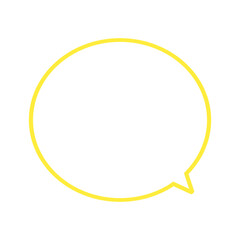 Fototapeta premium Yellow circular speech bubble outline for friendly message design / 親しみやすいメッセージデザインに使える黄色の丸吹き出し線画