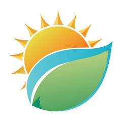 A vibrant sun and leaf design symbolizing nature and energy