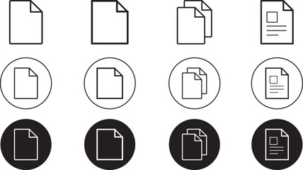 Minimal Document File Icons Set | Simple Paper & Page Outline Symbols
