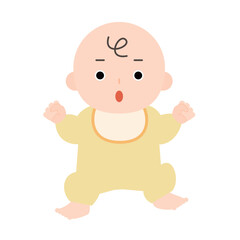 驚いている赤ちゃんの全身のイラスト