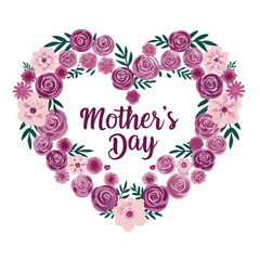 A floral heart design with mother s day calligraphy in the center