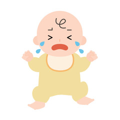 大声で泣く赤ちゃんの全身のイラスト