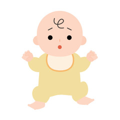 疑問を抱く赤ちゃんの全身のイラスト