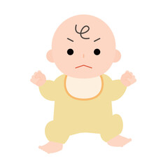 怒っている赤ちゃんの全身のイラスト