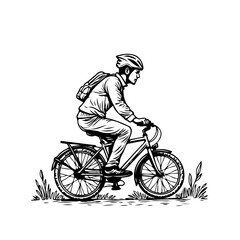 Naklejka premium Cyclist navigates outdoors with bicycle adventure ride surrounded by scenic nature exploring