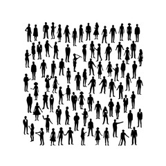 Diverse crowd silhouette illustration depicting community unity showcasing teamwork and