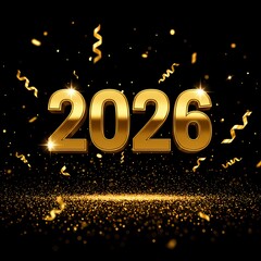 Golden New Year numbers with abstract ground glow, happy new year, new year 2026, 2026