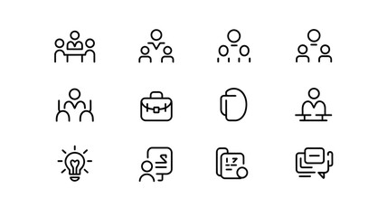 Teamwork business collaboration and idea generation icons meeting people