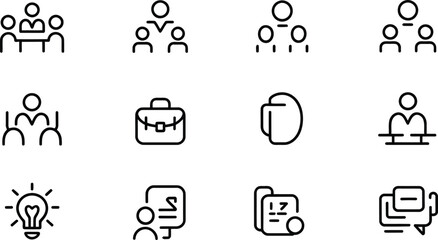 Teamwork business collaboration and idea generation icons meeting people