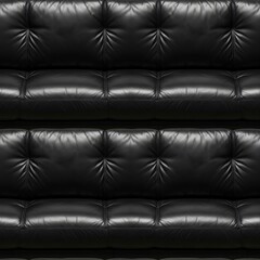 Obraz premium Elegant Black Leather Tufted Sofa Texture for Interior Design.