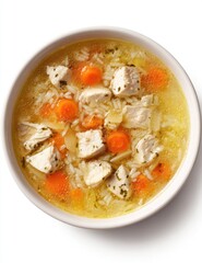Creamy chicken and rice soup in a white bowl (2)