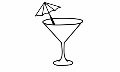 Black Sketch Style Mocktail Vector Animation on White Background