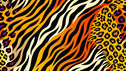 Animal print background with tiger and leopard pattern