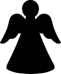 Angel silhouette vector Isolated.
Simple angel silhouette icon.
Angel template.
Transparent background.  svg.