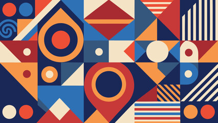 Obraz premium Geometric pattern with circles triangles and squares
