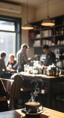Aromatic Coffee Moment in a Cozy Cafe Setting.