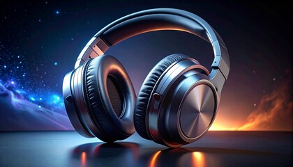 headphones on blue background