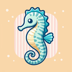 Obraz premium Illustration of a cute blue seahorse