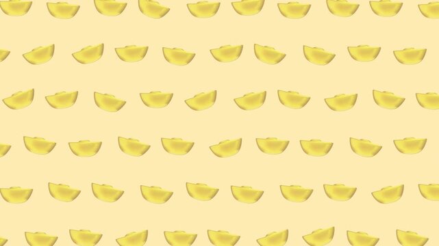 4K Golden Chinese Ingots Seamless Pattern Animation for Prosperity Background