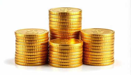 golden coins on a white background