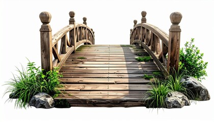 wooden bridge over green grass