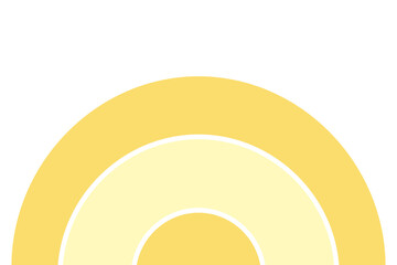 A simple, abstract graphic composed of three nested semicircular arches. The arches use a monochromatic palette of yellow and gold, 