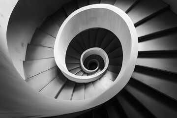 High Angle View of a White Spiral Staircase Design