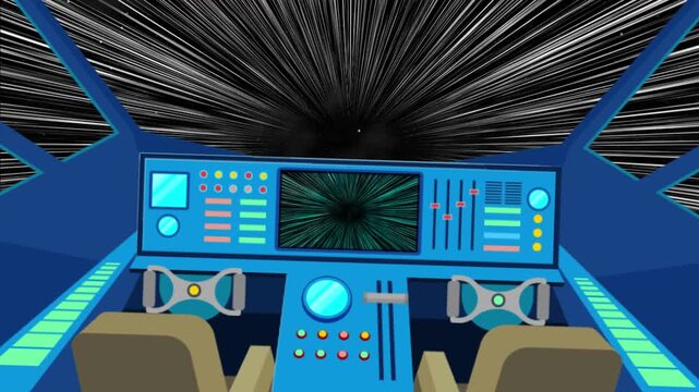 Airplane Cockpit POV Turbulence Light Speed Space Tunnel 4K