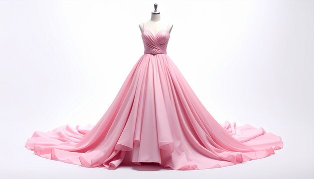 pink bride dress on white 