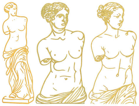 Golden line art sculptures elegance