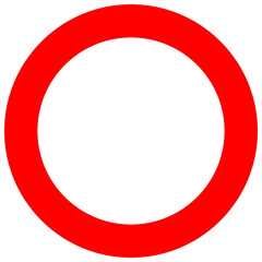 Red outline circle shape, round frame, graphic element, transparent background PNG