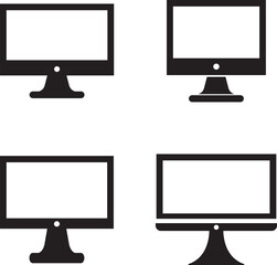 Computer monitor icon set &mdash; desktop screen silhouettes vector