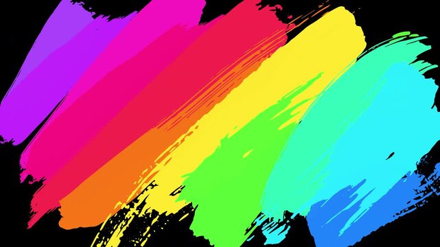 背景透過アルファチャンネル付き　カラフルな虹色のペンキが塗られるアニメーション
