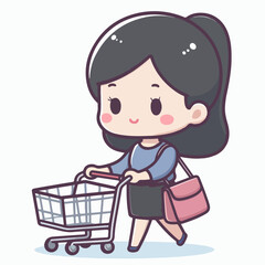 girl with shopping cart