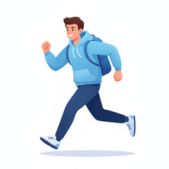 Energetic student sprints with backpack, eager to learn and achieve goals, radiating positivity and motion, ideal for education and active lifestyle themes