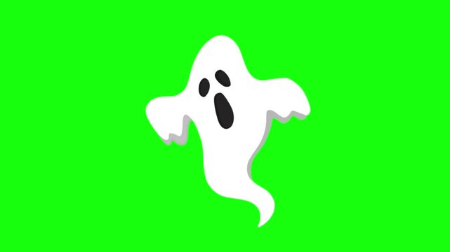 Scary ghost Halloween animation video over green screen