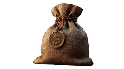 A burlap sack brimming with digital treasure representing the vast potential of Bitcoin wealth in