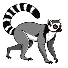 Obraz premium Cartoon lemur in profile view