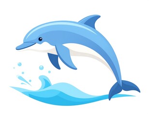 Obraz premium Cute cartoon dolphin jumping over a wave