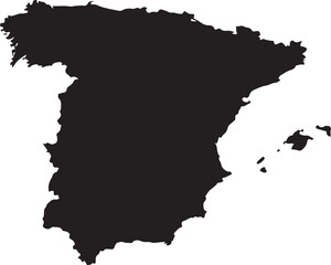 Obraz premium Black silhouette map of spain and portugal iberian peninsula continent location vector