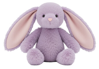 Isolated lavender plush bunny toy, soft, cuddly, a great gift for kids or as home décor item