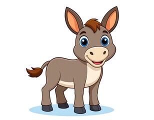 Cute cartoon donkey facing forward