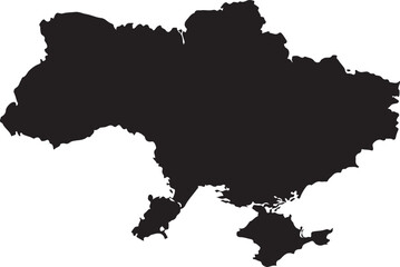 Obraz premium Black silhouette map of ukraine country shape geography land border outline vector