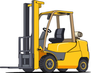 Modern Yellow Forklift Truck Perspective View Vector Illustration for Warehouse, Logistic, and Industrial Use