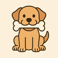 Illustration of a dog biting a bone