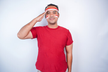 Indonesian men celebrate Indonesian independence with salute celebrate Indonesian independence day...