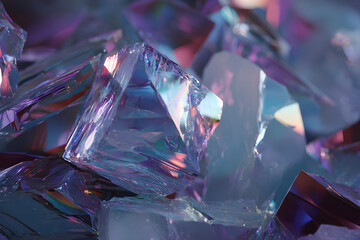 fractal holographic pattern with rainbow light refraction and abstract geometric shards design