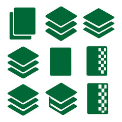 Icon layer stacks transparency sheets 